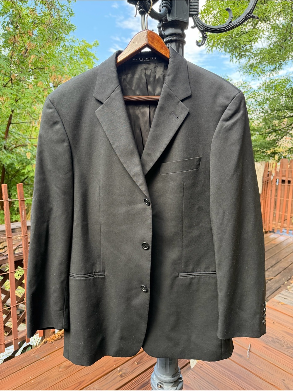 Hugo Boss Black Super 100 Virgin Wool Blazer 42R 3 Button Mens Sport Coat USA